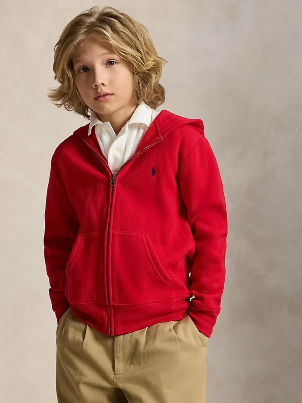 Ralph Lauren Kids Bright Red Fleece Zip Hoodie